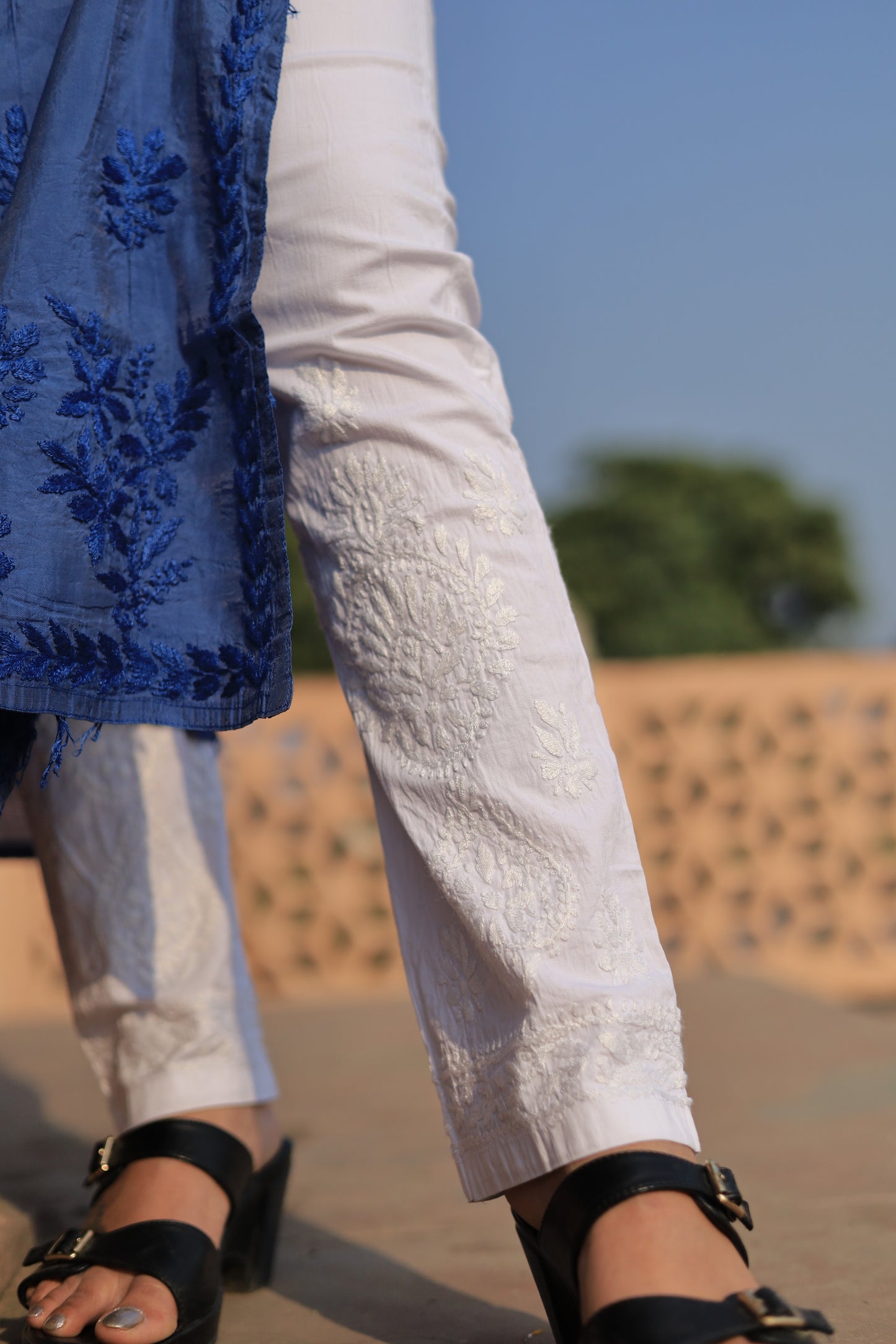 Aabdaar Cotton Chikankari Pant