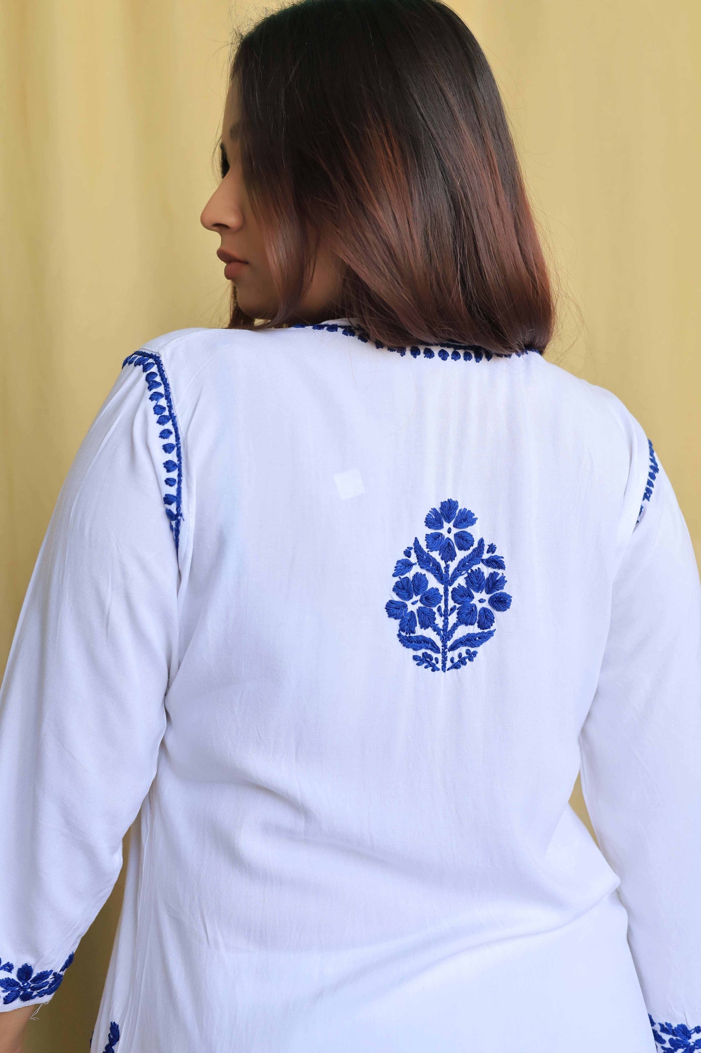 Premium Modal Chikankari Kurta - Navy Blue