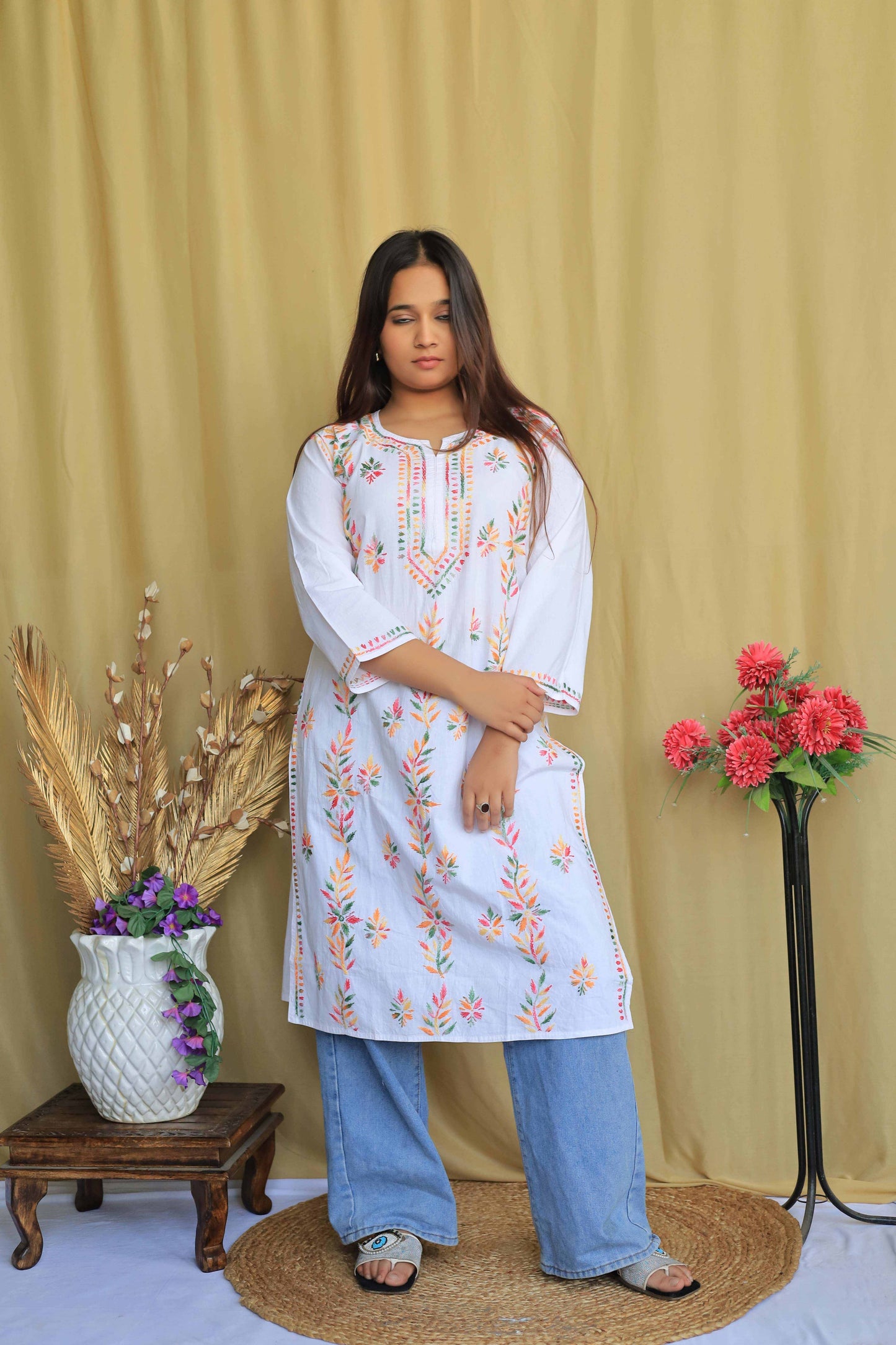 Cotton Chikankari Kurta - White