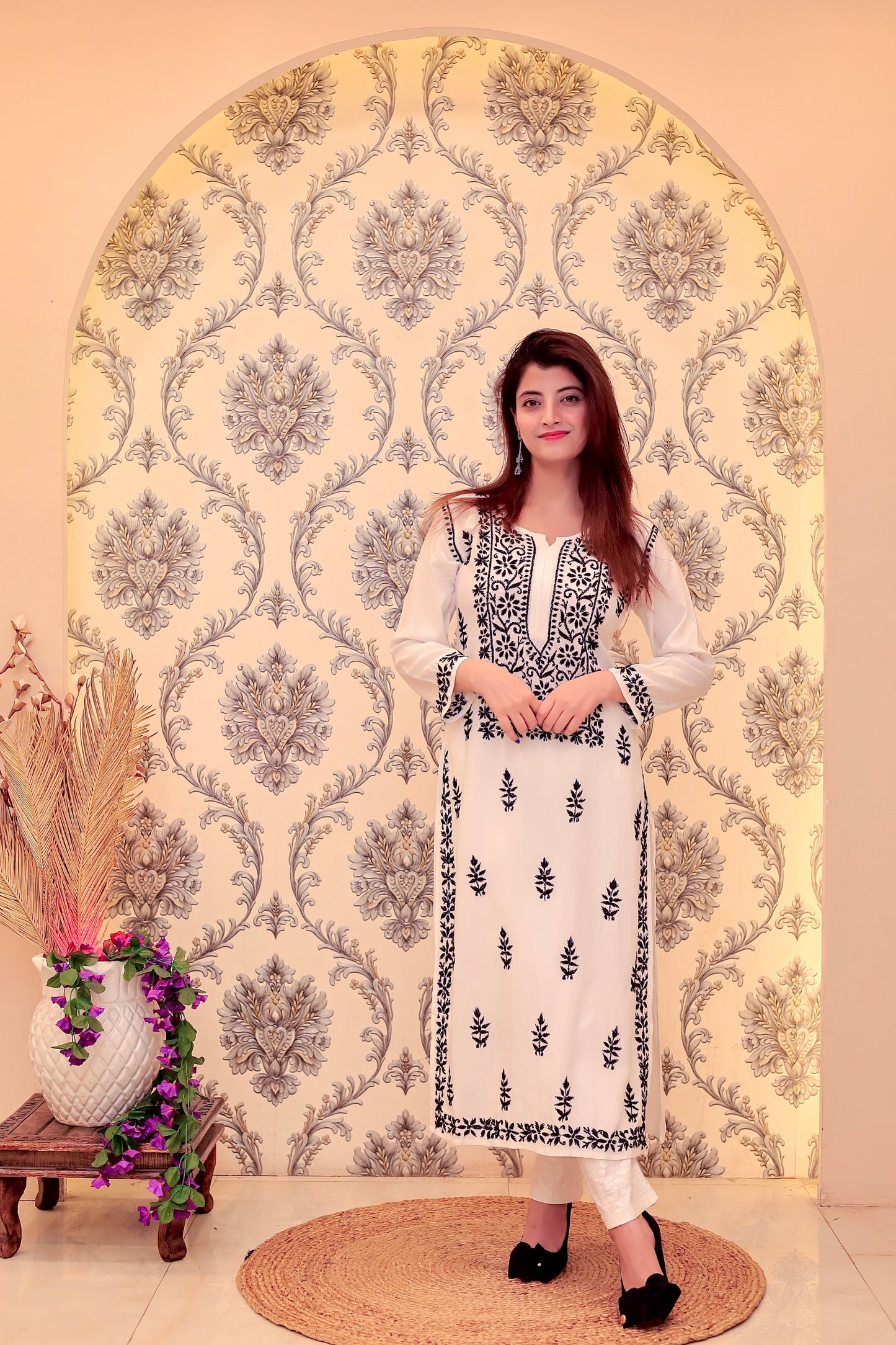 Premium Modal Chikankari Kurta - Black