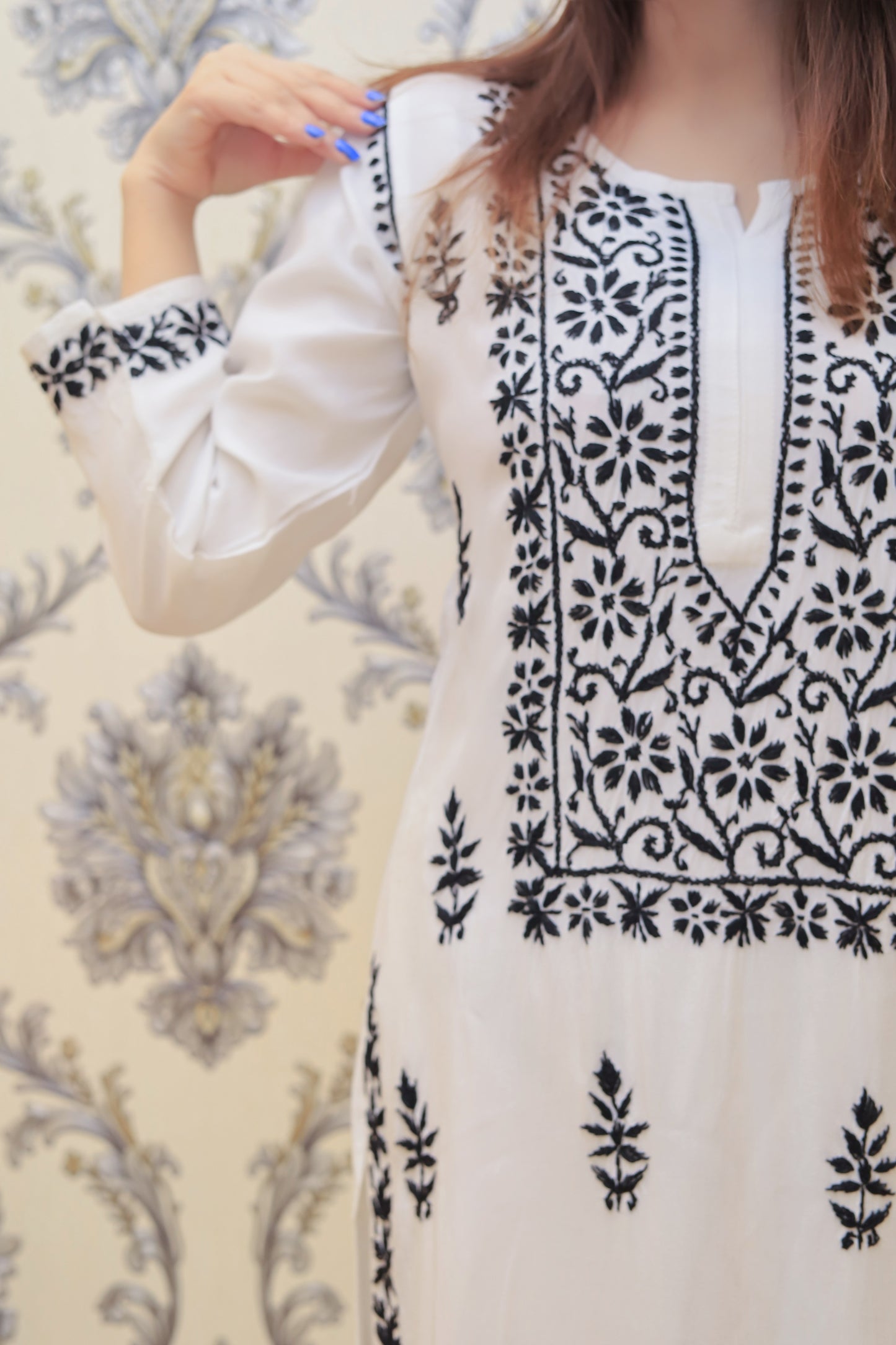 Premium Modal Chikankari Kurta - Black