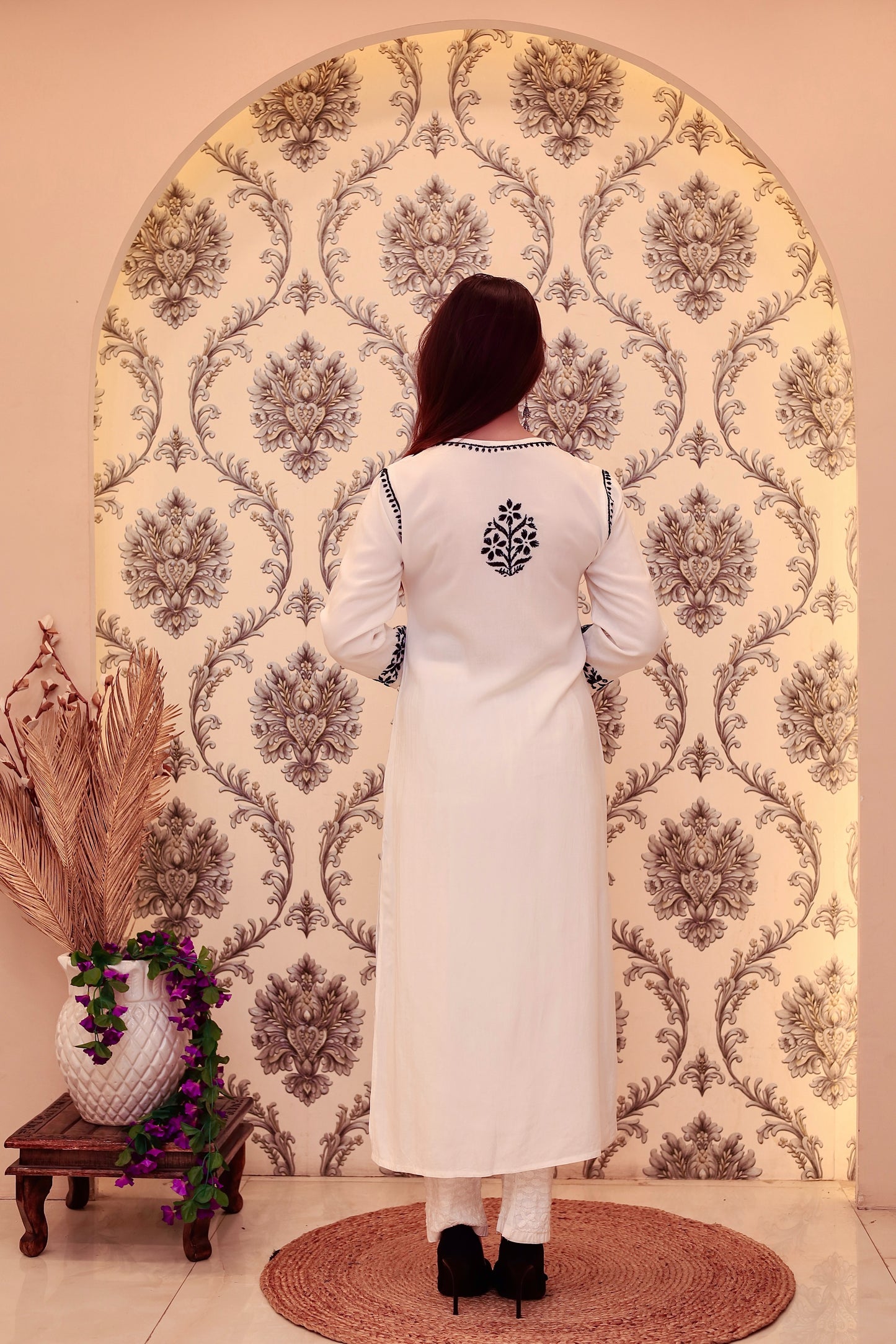 Premium Modal Chikankari Kurta - Black