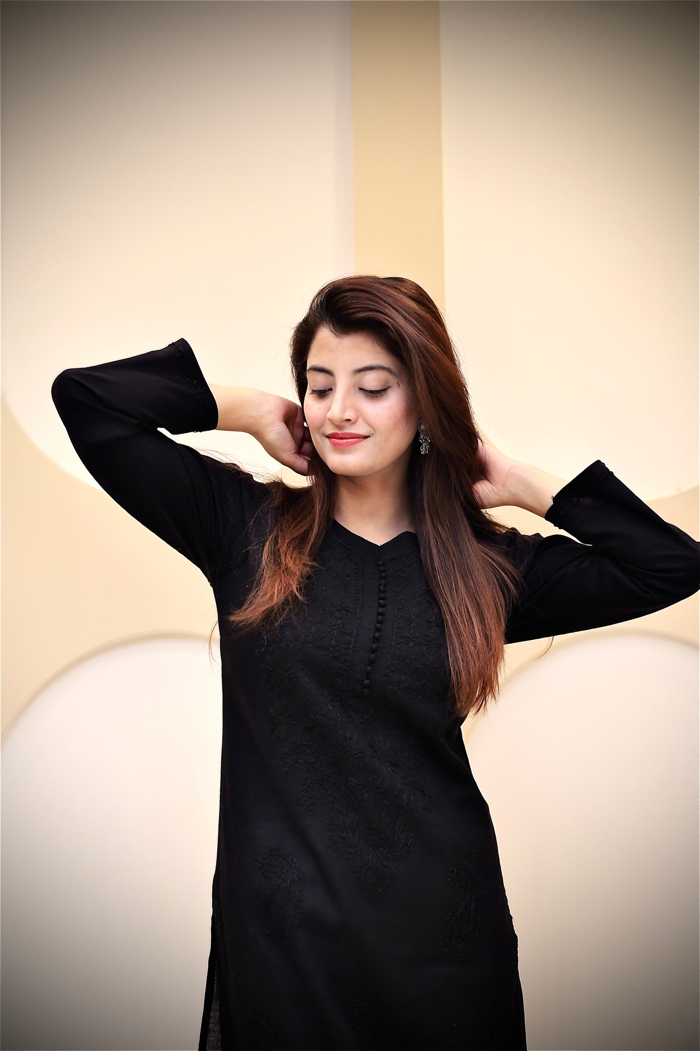 Cotton Chikankari Kurta - Black