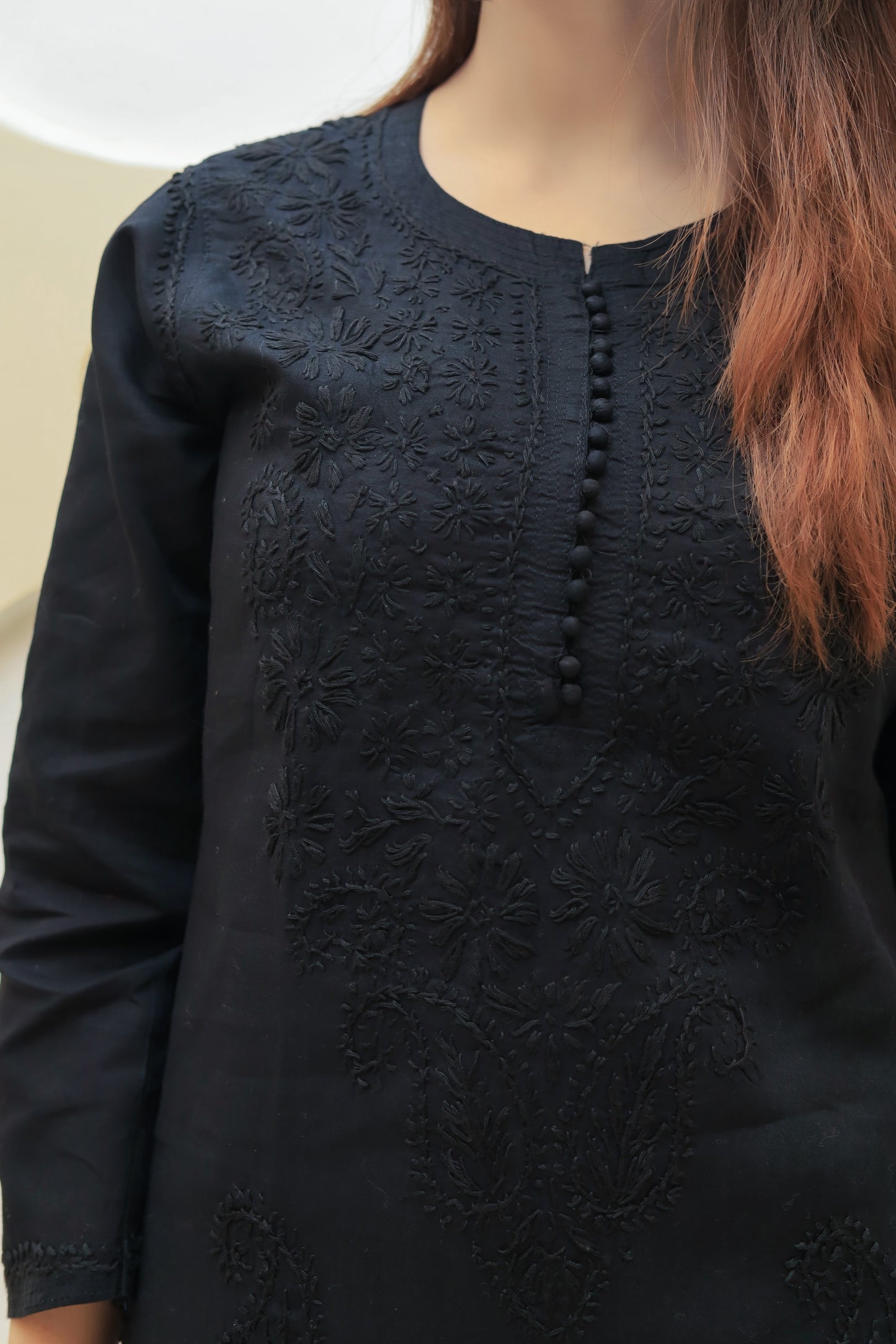 Cotton Chikankari Kurta - Black