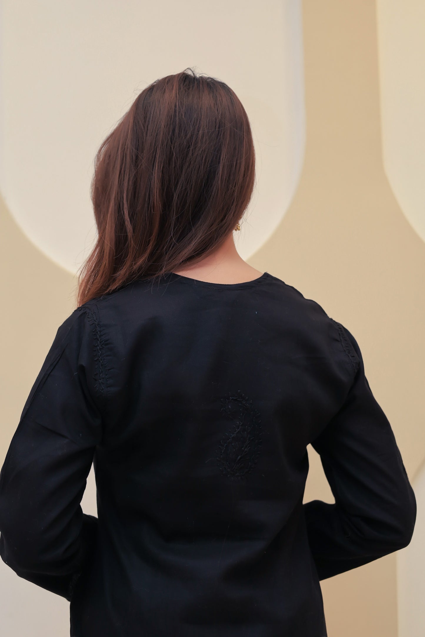 Cotton Chikankari Kurta - Black