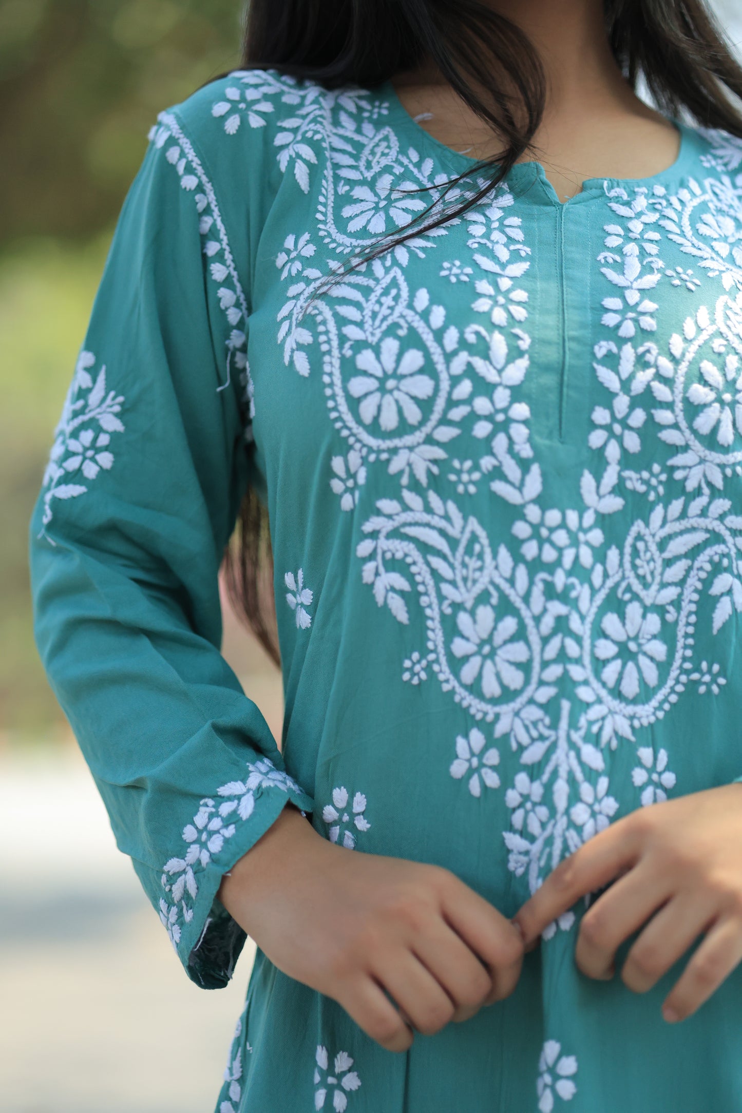 Aabdaar Premium Rayon Chikankari Set - Blue