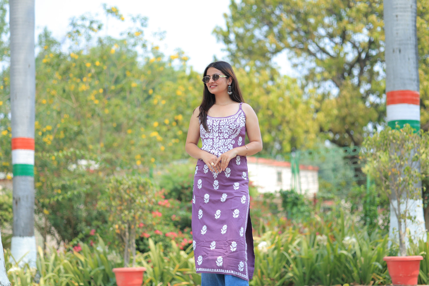 Purple Step Chikankari Kurti – Aabdaar